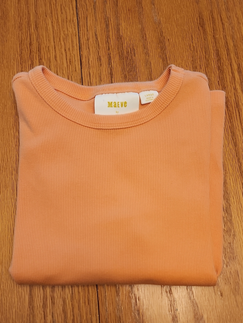 Anthropologie Women's Orange Short Sleeve Cropped Ribbed Tee - Picture 12 of 16